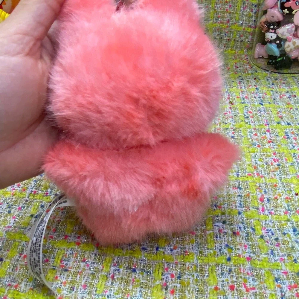 Plush Small Pet Toy - Pink Furry Bunny Costume with extra keychain